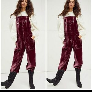 Free People Weekender Velvet Overalls